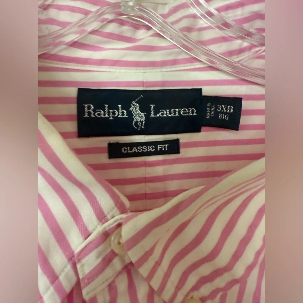 Ralph Lauren Pink White Striped Button Down Shirt Men’s 3XB - Picture 2 of 4